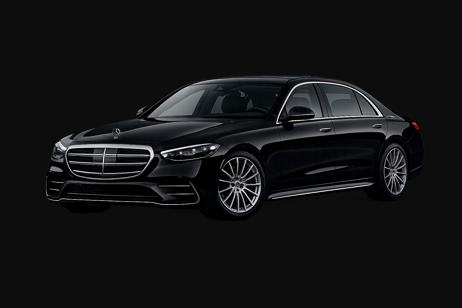 Black Mercedes-Benz S580 luxury sedan